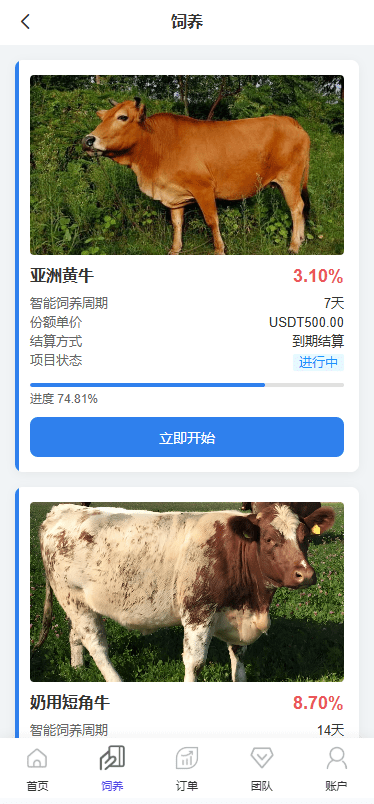 多语言养殖投资系统源码,养牛投资返利,养牛资金盘,前端VUE