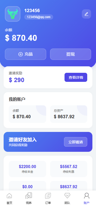 多语言养殖投资系统源码,养牛投资返利,养牛资金盘,前端VUE